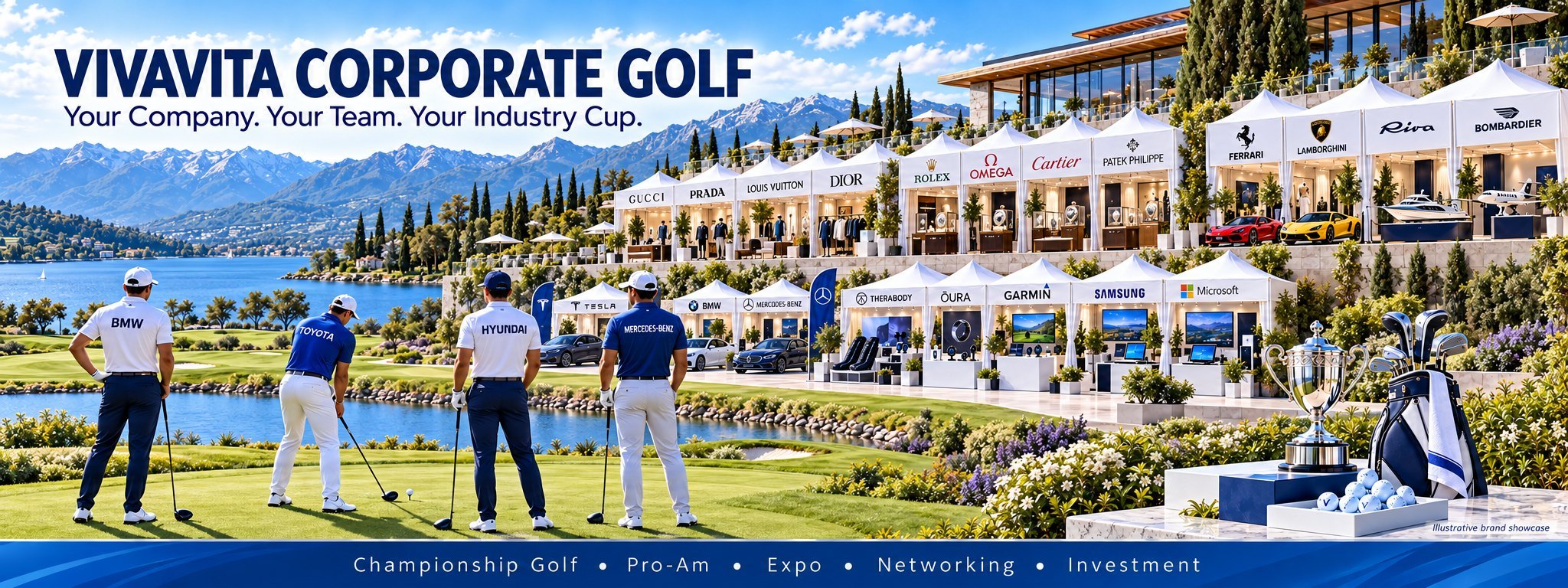 VIVAVITA Corporate Golf: your company, your team, your industry cup. Championship golf, Pro-Am, expo, networking and investment