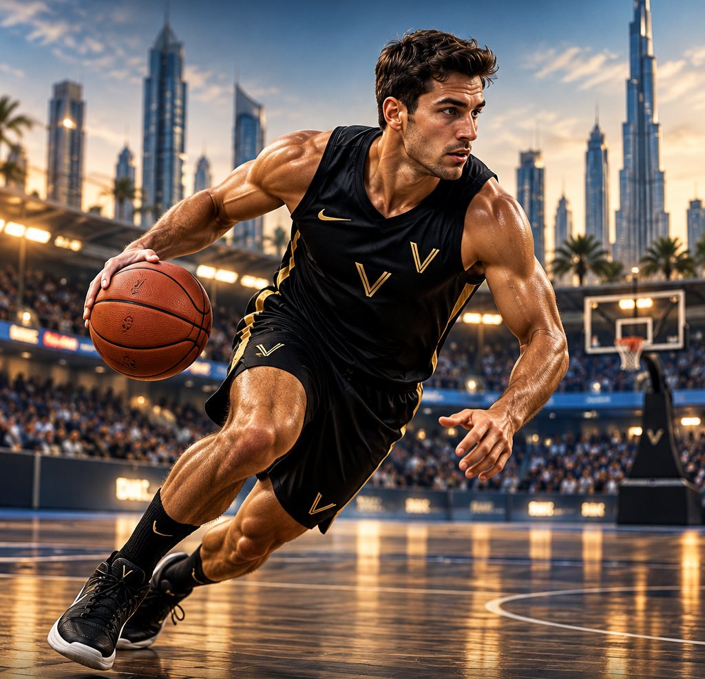 Basketball player driving to the basket