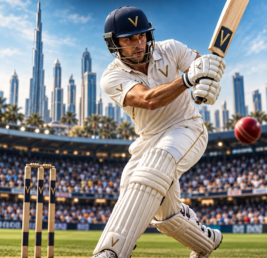 Batter playing a shot in a stadium